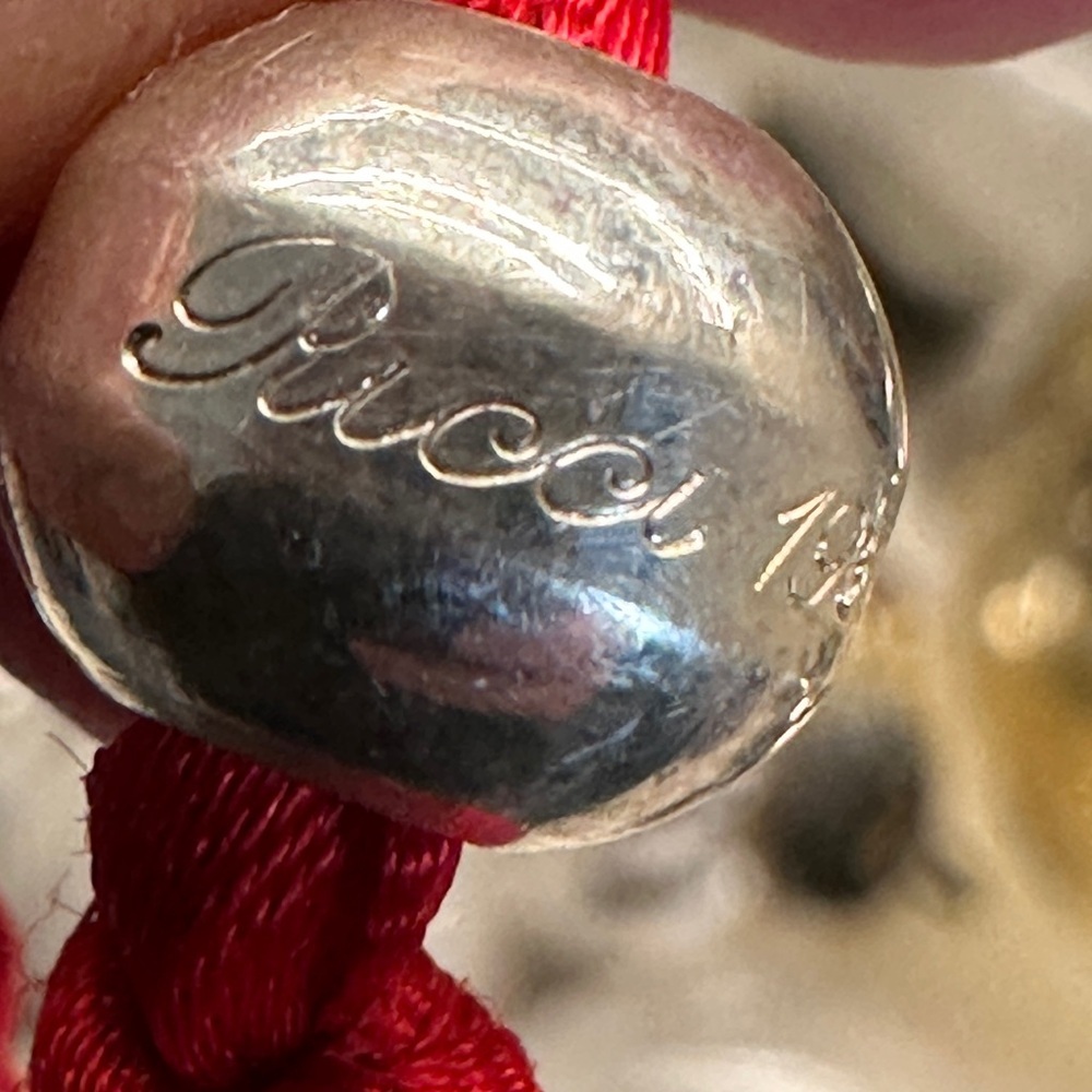RICCI | Silver Holiday Bell Ornament Red Ribbon 1988 silverplate Christmas bell - Picture 6 of 6